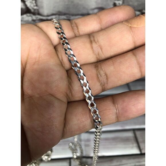 🔥🔥🔥 925 Sterling Silver Cuban Link Curb Chain Necklace 26" 3mm Italy 🔥🔥🔥 - Picture 3 of 13